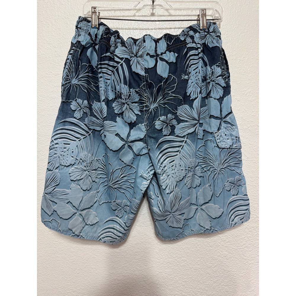 Newport Blue Mens Medium Swim Trunks Blue Tropical Hibiscus Floral Mesh Lined - Picture 3 of 7